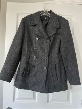 Braetan Charcoal Gray Double-Breasted Wool Pea Coat